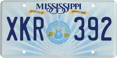 MS license plate XKR392
