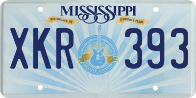 MS license plate XKR393