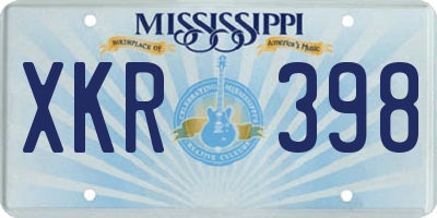 MS license plate XKR398