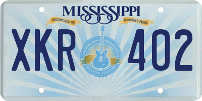 MS license plate XKR402