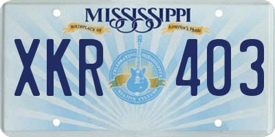 MS license plate XKR403