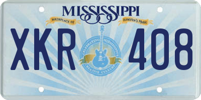 MS license plate XKR408