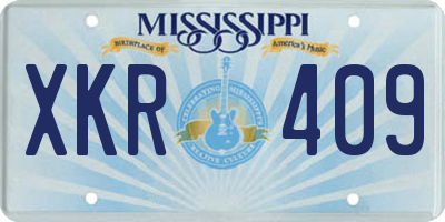 MS license plate XKR409
