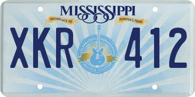 MS license plate XKR412