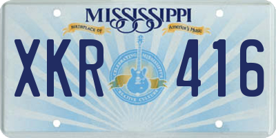 MS license plate XKR416