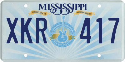MS license plate XKR417