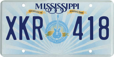 MS license plate XKR418