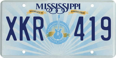 MS license plate XKR419