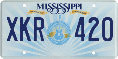 MS license plate XKR420