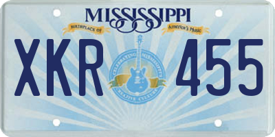 MS license plate XKR455