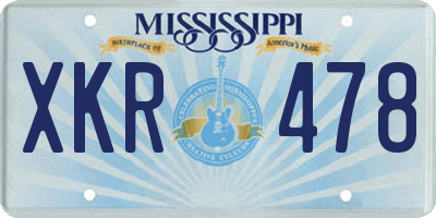 MS license plate XKR478