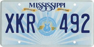 MS license plate XKR492