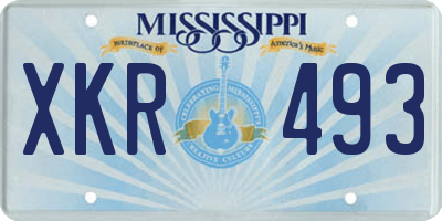 MS license plate XKR493