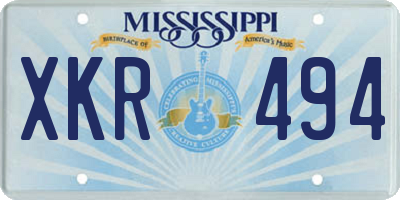 MS license plate XKR494