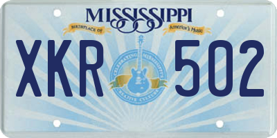 MS license plate XKR502
