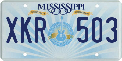 MS license plate XKR503