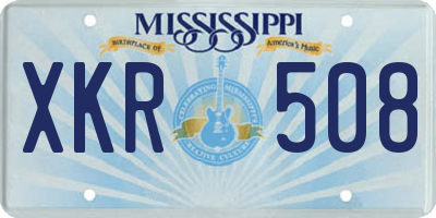MS license plate XKR508