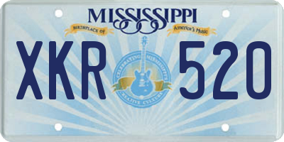 MS license plate XKR520