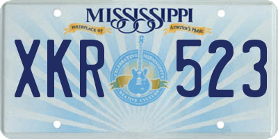 MS license plate XKR523