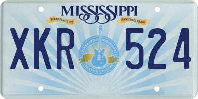 MS license plate XKR524