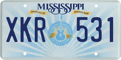 MS license plate XKR531
