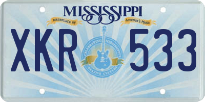 MS license plate XKR533