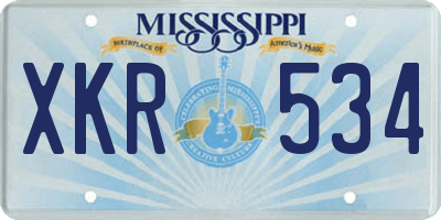 MS license plate XKR534