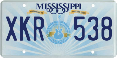 MS license plate XKR538