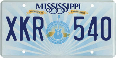 MS license plate XKR540