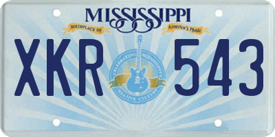 MS license plate XKR543