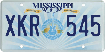 MS license plate XKR545