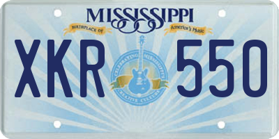MS license plate XKR550