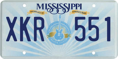 MS license plate XKR551