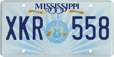 MS license plate XKR558