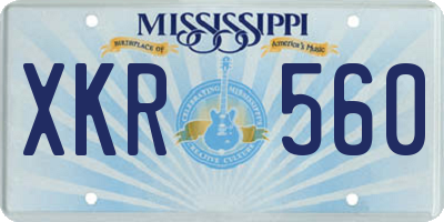 MS license plate XKR560