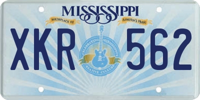 MS license plate XKR562