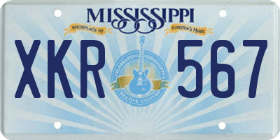 MS license plate XKR567