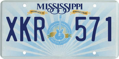 MS license plate XKR571