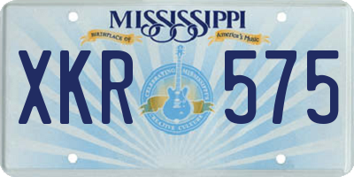 MS license plate XKR575