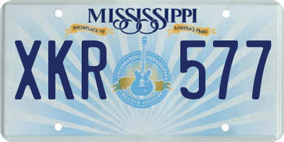 MS license plate XKR577