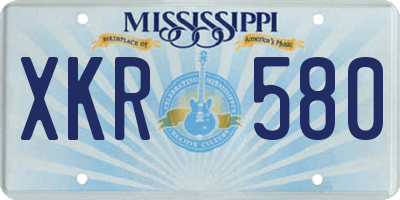 MS license plate XKR580