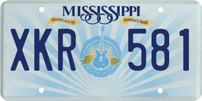 MS license plate XKR581