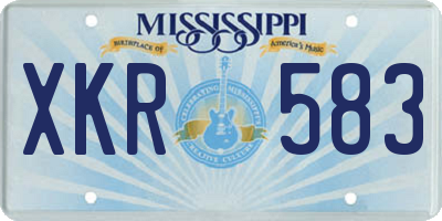 MS license plate XKR583