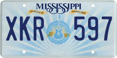 MS license plate XKR597