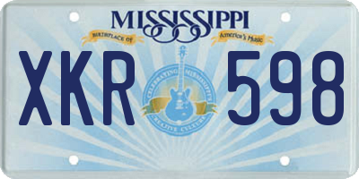 MS license plate XKR598