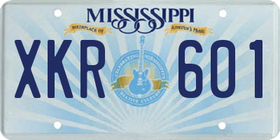 MS license plate XKR601