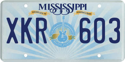 MS license plate XKR603