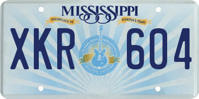 MS license plate XKR604
