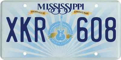 MS license plate XKR608