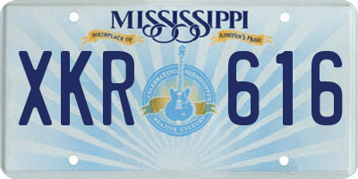 MS license plate XKR616